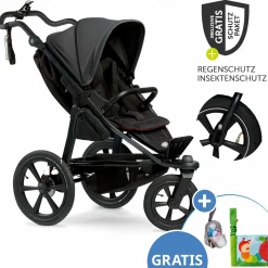 Buggy & Sportkinderwagen Pro mit Luftreifen inkl. Sportsitz bis 34 kg inkl. Handyhalter, Getränkeflasche, Schnullertasche, Buggybuch & XXL Zubehörpaket - Anthrazit - Kollektion 2024