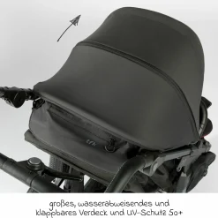 Buggy & Sportkinderwagen Pro mit Luftreifen inkl. Sportsitz bis 34 kg inkl. Handyhalter, Getränkeflasche, Schnullertasche, Buggybuch & XXL Zubehörpaket - Anthrazit - Kollektion 2024
