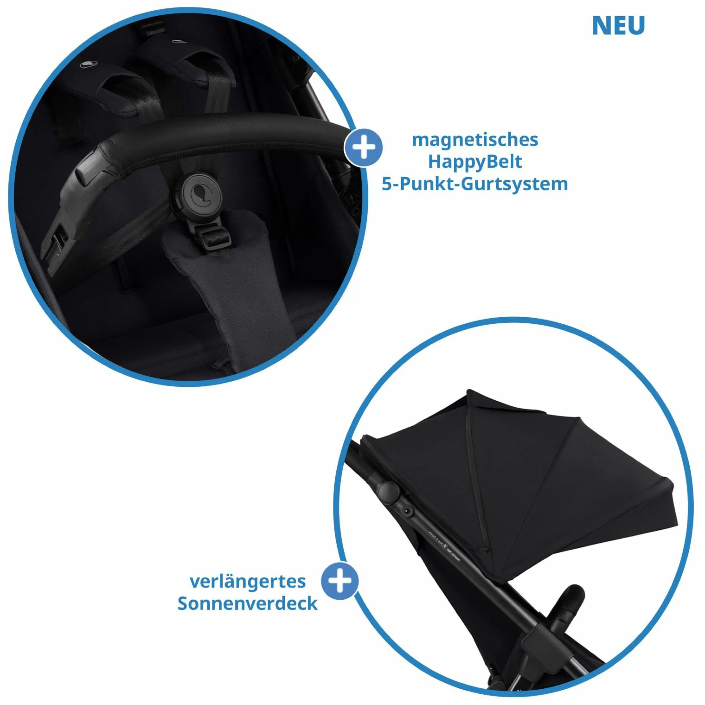 Buggy & Sportwagen Avus 2 Air mit Lufträdern, Einhand-Faltung und höhenverstellbarem Schieber - Pure - Coal - Kollektion 2025