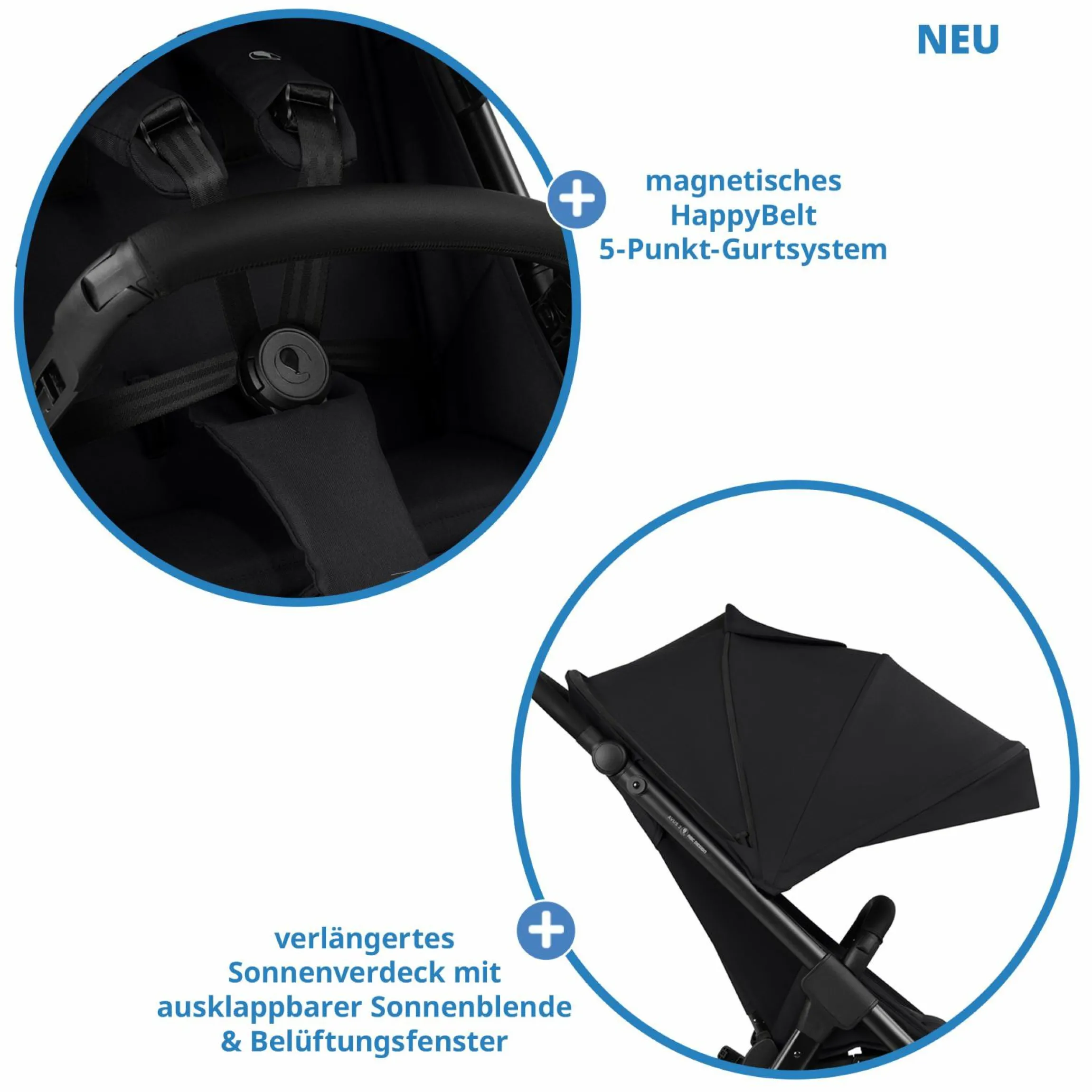 Buggy & Sportwagen Avus 2 mit Einhand-Faltung und höhenverstellbarem Schieber - Pure - Coal