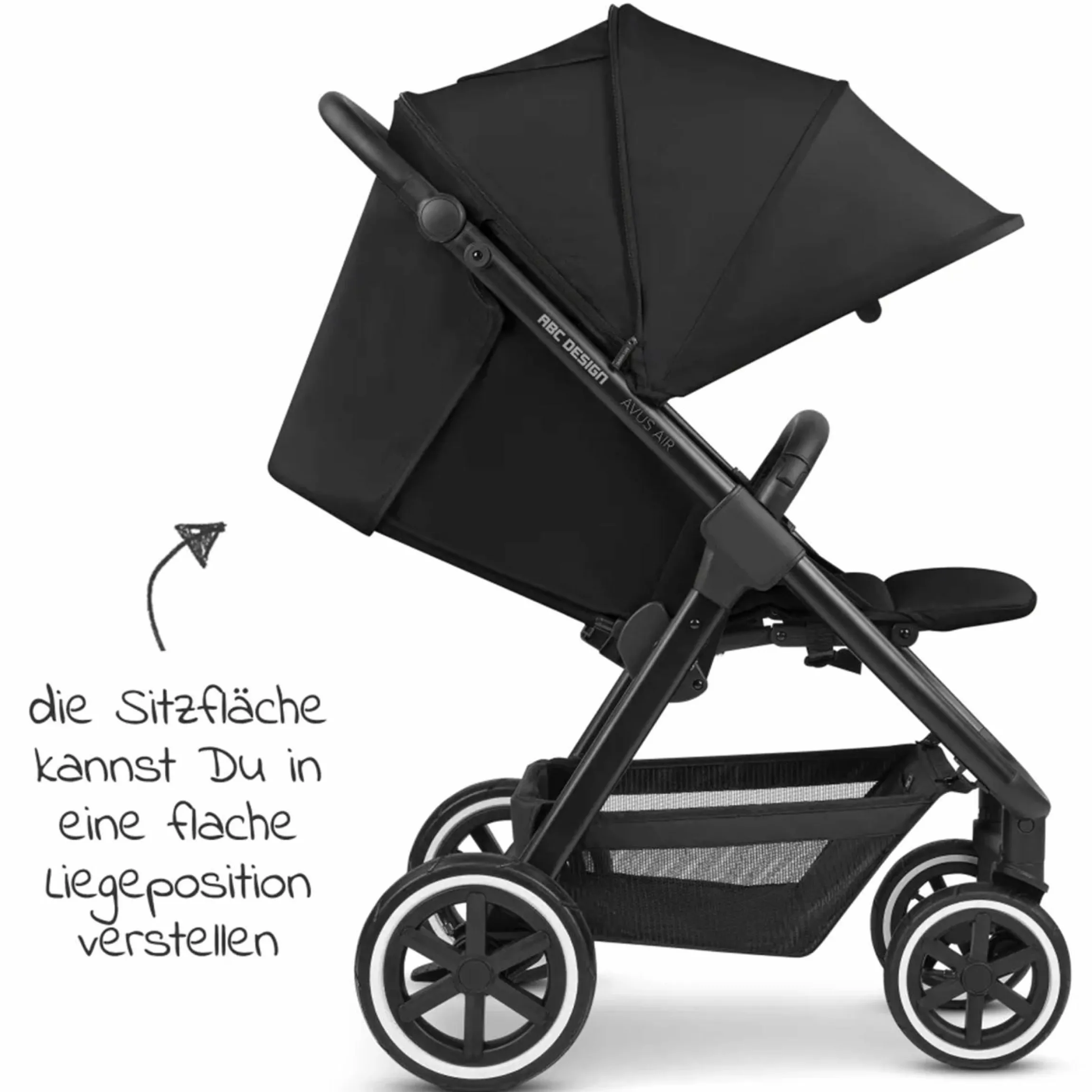Buggy & Sportwagen Avus Air mit Lufträder - Einhand-Faltung und höhenverstellbarem Schieber (bis 25 kg belastbar) inkl. Getränkehalter & Regenschutz - Ink - Kollektion 2024