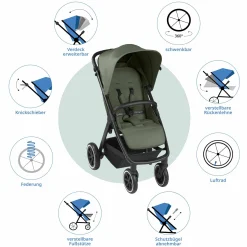 Buggy & Sportwagen Avus Air inkl. Reboarder Pearl Pro 2 - mit Lufträdern, Einhand-Faltung und höhenverstellbarem Schieber (bis 25 kg belastbar) - Olive