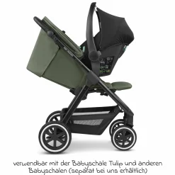 Buggy & Sportwagen Avus Air inkl. Reboarder Pearl Pro 2 - mit Lufträdern, Einhand-Faltung und höhenverstellbarem Schieber (bis 25 kg belastbar) - Olive