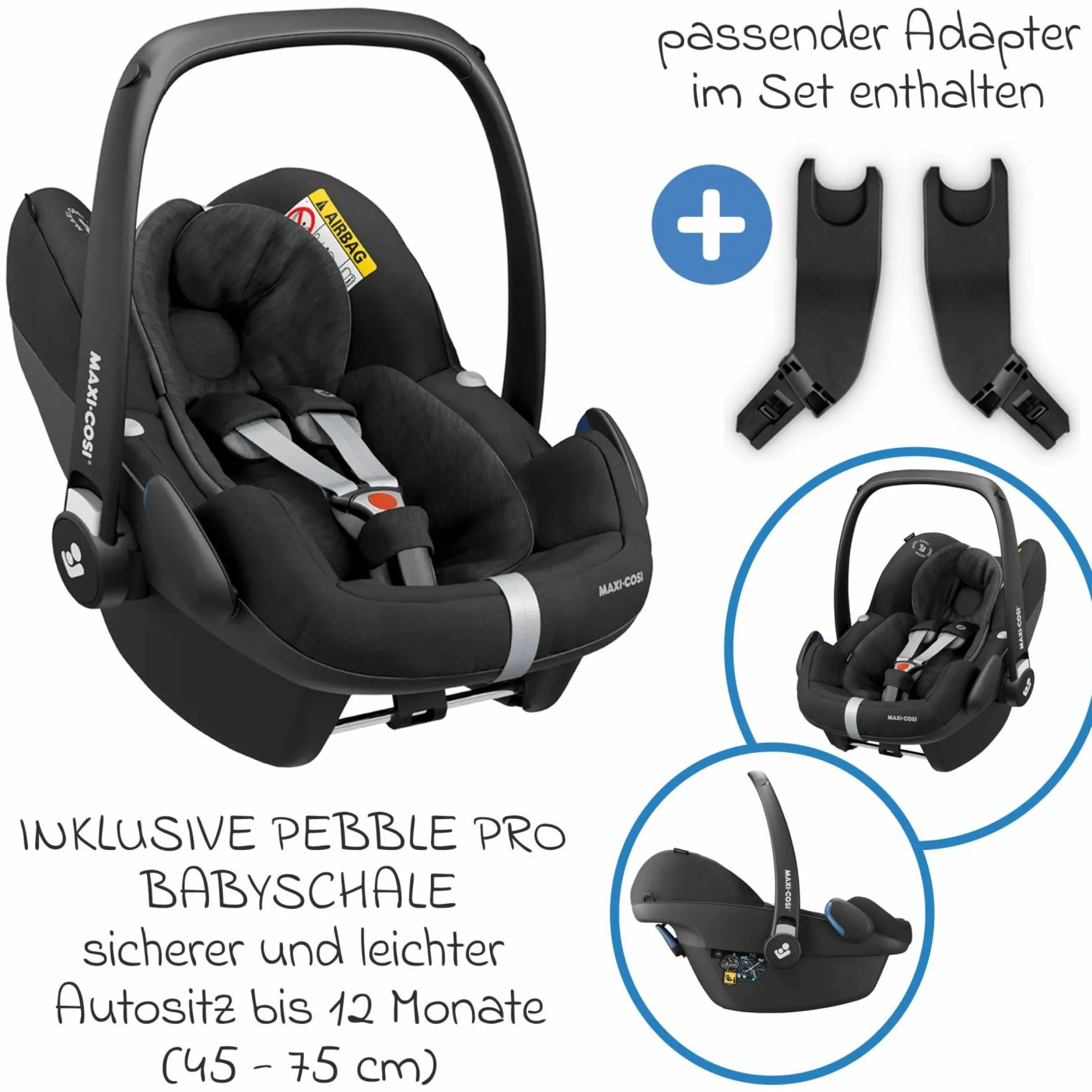 Buggy & Sportwagen Avus inkl. Autositz Pebble Pro mit Einhand-Faltung und höhenverstellbarem Schieber (bis 25 kg belastbar) - Honey