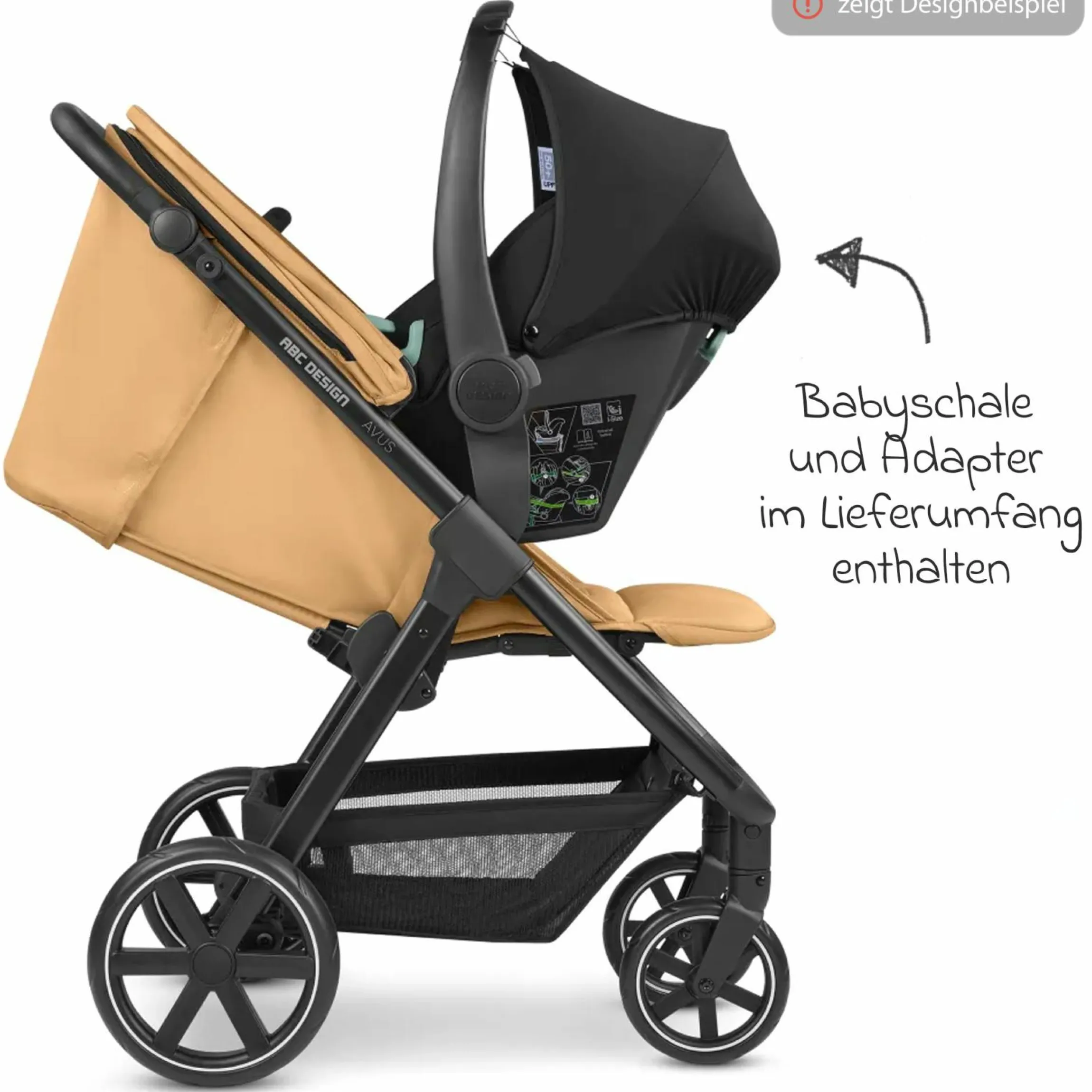 Buggy & Sportwagen Avus inkl. Autositz Pebble Pro mit Einhand-Faltung und höhenverstellbarem Schieber (bis 25 kg belastbar) - Honey