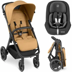 Buggy & Sportwagen Avus inkl. Reboarder Pearl Pro 2 - mit Einhand-Faltung und höhenverstellbarem Schieber (bis 25 kg belastbar) - Honey