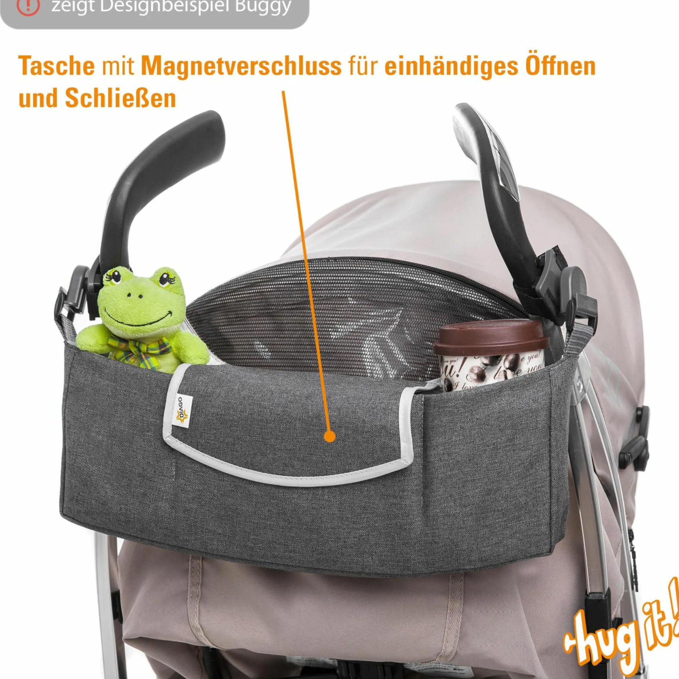 Buggy & Sportwagen Brisk LX bis 22 kg belastbar mit Liegefunktion,Einhand-Faltung inkl. Organizer Hug it!, Insektenschutz & Regenschutz - Laurel - Kollektion 2025