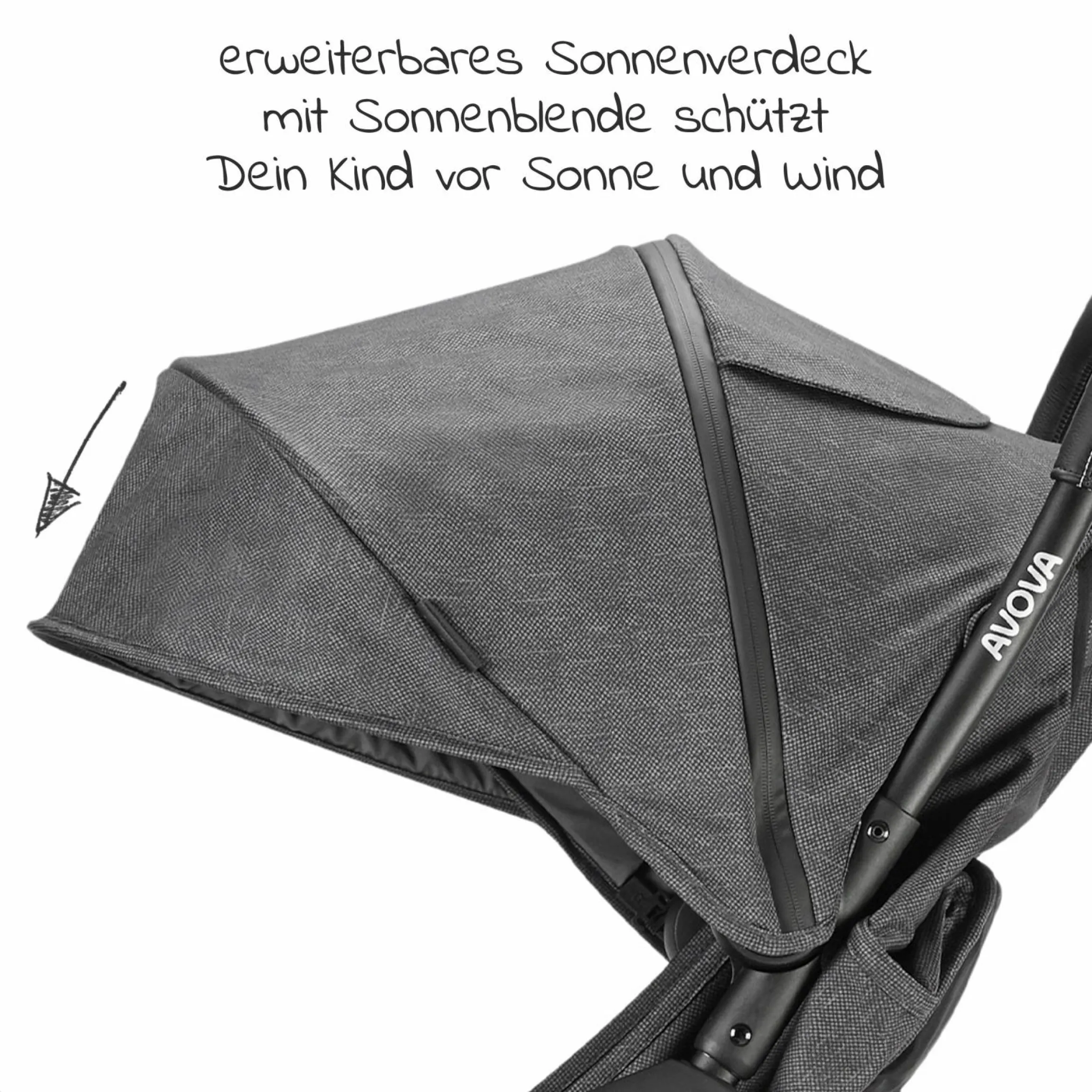 Buggy & Sportwagen City Ranger mit Auto-Folding Mechanismus bis 22 kg belastbar & Regen- & Insektenschutz - Dolphin Grey - Kollektion 2025
