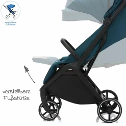 Buggy & Sportwagen Cooper bis 22 kg belastbar mit Liegeposition und Autofold-Mechanismus nur 7,1 kg - Türkis Schwarz
