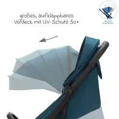 Buggy & Sportwagen Cooper bis 22 kg belastbar mit Liegeposition und Autofold-Mechanismus nur 7,1 kg inkl. Schutzpaket - Türkis Schwarz