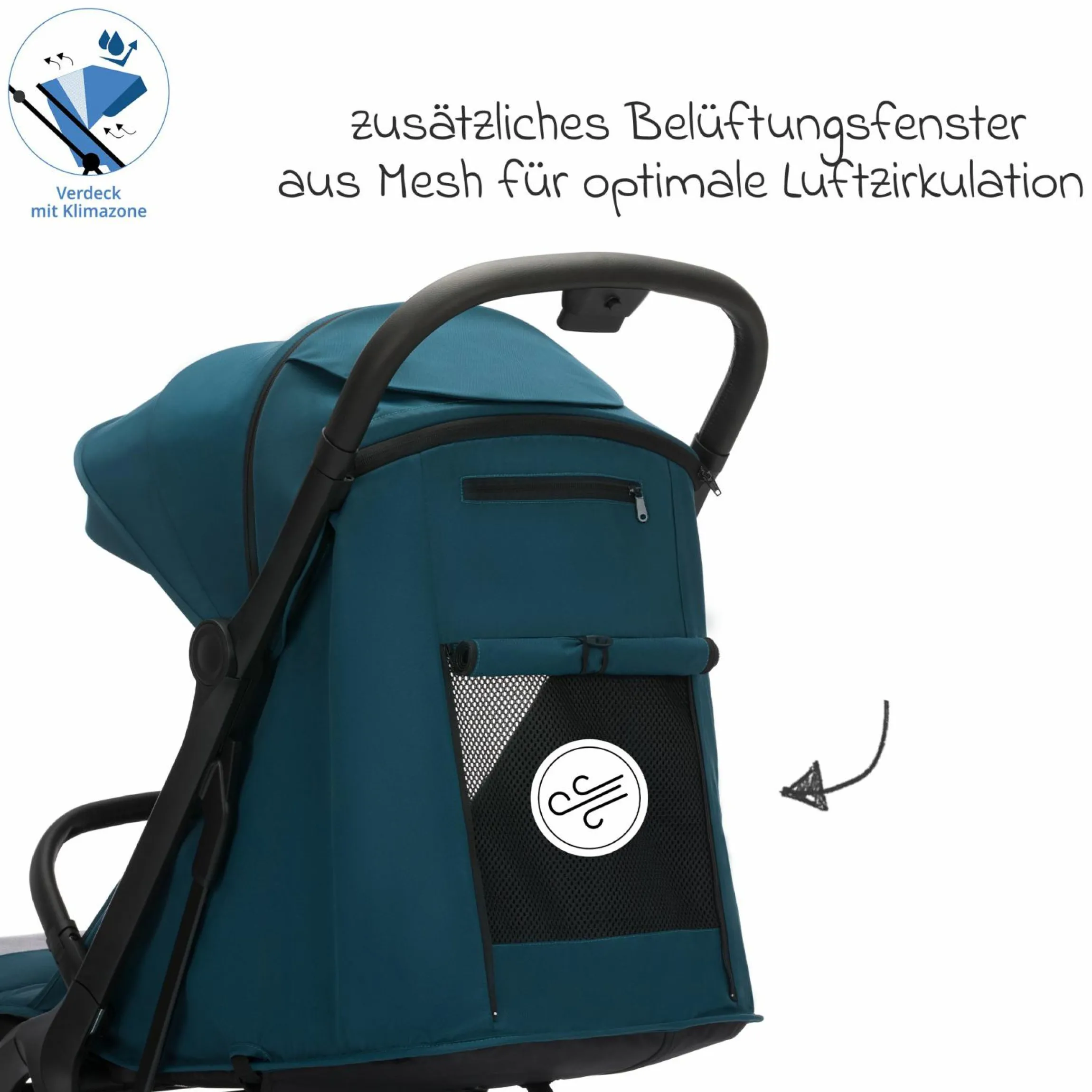 Buggy & Sportwagen Cooper bis 22 kg belastbar mit Liegeposition und Autofold-Mechanismus nur 7,1 kg inkl. Schutzpaket - Türkis Schwarz