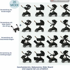 Buggy & Sportwagen DEMI next bis 22 kg mit magnetischem Gurtverschluss, umsetzbarem Allwettersitz, höhenverstellbarem Schieber, integrierter Sichtschutz inkl. Adapter & Regenschutz - Pine - Kollektion 2025