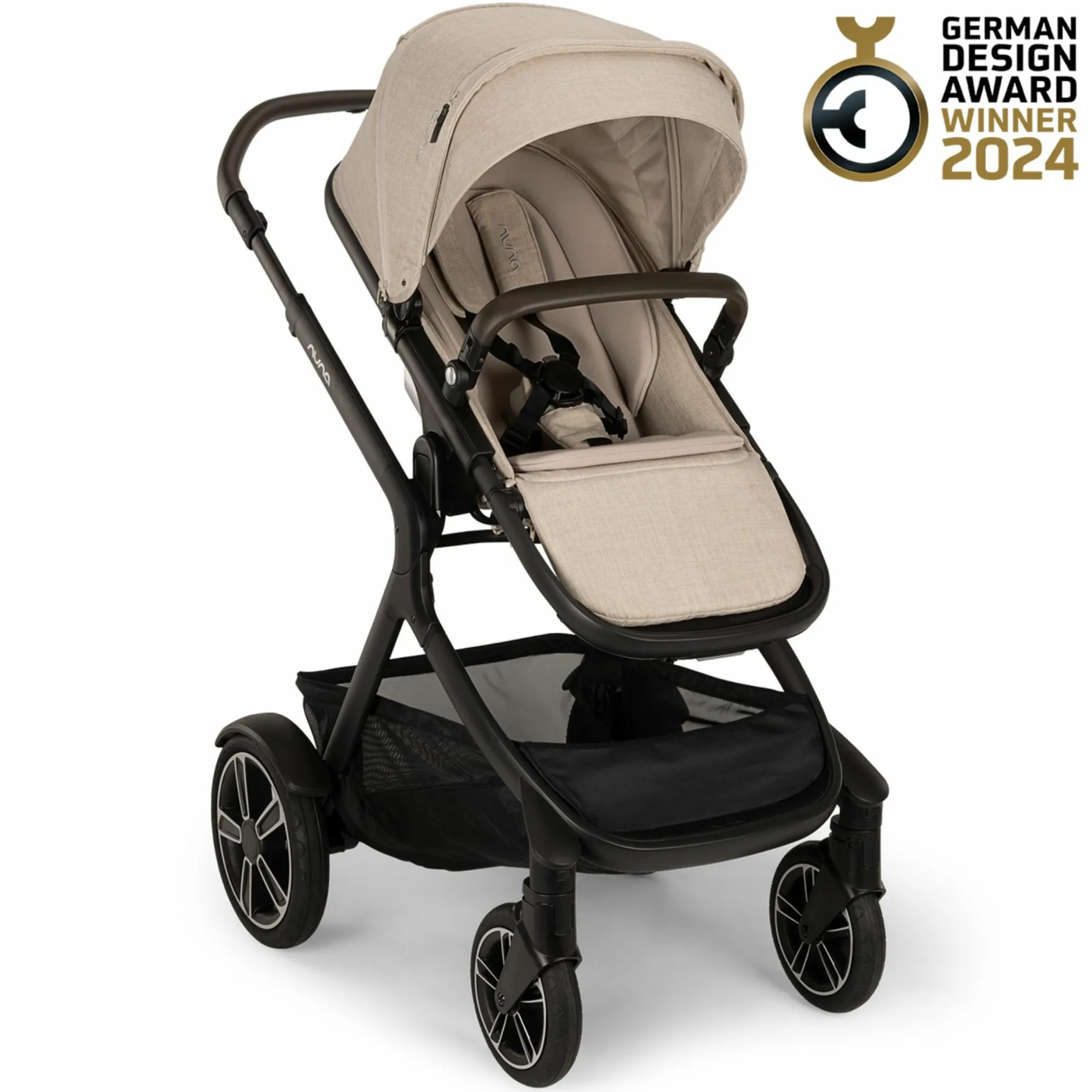 Buggy & Sportwagen DEMI next bis 22 kg mit magnetischem Gurtverschluss, umsetzbarem Allwettersitz, höhenverstellbarem Schieber, integrierter Sichtschutz inkl. Adapter & Regenschutz - Biscotti - Kollektion 2025