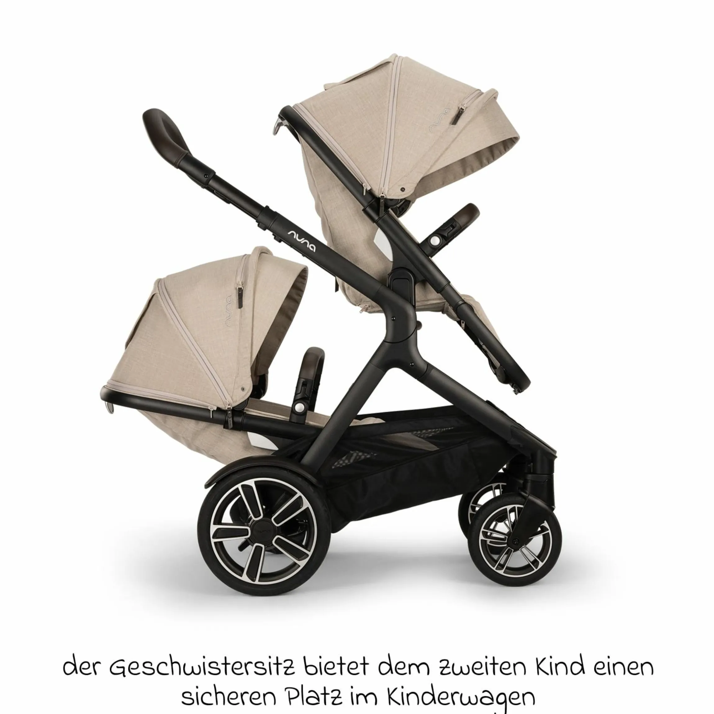 Buggy & Sportwagen DEMI next bis 22 kg mit magnetischem Gurtverschluss, umsetzbarem Allwettersitz, höhenverstellbarem Schieber, integrierter Sichtschutz inkl. Adapter & Regenschutz - Biscotti - Kollektion 2025