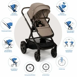 Buggy & Sportwagen DEMI next bis 22 kg mit magnetischem Gurtverschluss, umsetzbarem Allwettersitz, höhenverstellbarem Schieber, integrierter Sichtschutz inkl. Adapter & Regenschutz - Cedar - Kollektion 2025