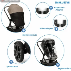 Buggy & Sportwagen DEMI next bis 22 kg mit magnetischem Gurtverschluss, umsetzbarem Allwettersitz, höhenverstellbarem Schieber, integrierter Sichtschutz inkl. Adapter & Regenschutz - Cedar - Kollektion 2025