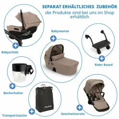 Buggy & Sportwagen DEMI next bis 22 kg mit magnetischem Gurtverschluss, umsetzbarem Allwettersitz, höhenverstellbarem Schieber, integrierter Sichtschutz inkl. Adapter & Regenschutz - Cedar - Kollektion 2025