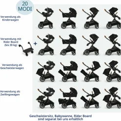 Buggy & Sportwagen DEMI next bis 22 kg mit magnetischem Gurtverschluss, umsetzbarem Allwettersitz, höhenverstellbarem Schieber, integrierter Sichtschutz inkl. Adapter & Regenschutz - Caviar - Kollektion 2025