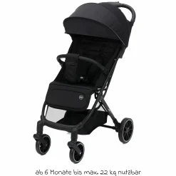 Buggy & Sportwagen Fill Rover bis 22 kg belastbar mit Liegeposition, Trollyfunktion nur 6,8 kg inkl. Schutzpaket - Schwarz