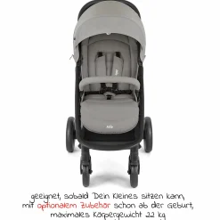 Buggy & Sportwagen Litetrax bis 22 kg belastbar mit Schieber-Ablagefach & Regenschutz - Pebble - Kollektion 2025