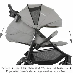 Buggy & Sportwagen Litetrax bis 22 kg belastbar mit Schieber-Ablagefach & Regenschutz - Pebble - Kollektion 2025