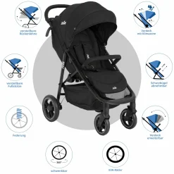Buggy & Sportwagen Litetrax inkl. Fußsack - bis 22 kg belastbar mit Schieber-Ablagefach & Regenschutz - Shale - Kollektion 2025