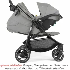 Buggy & Sportwagen Litetrax bis 22 kg belastbar mit Schieber-Ablagefach inkl. Insektenschutz & Regenschutz - Pebble - Kollektion 2025