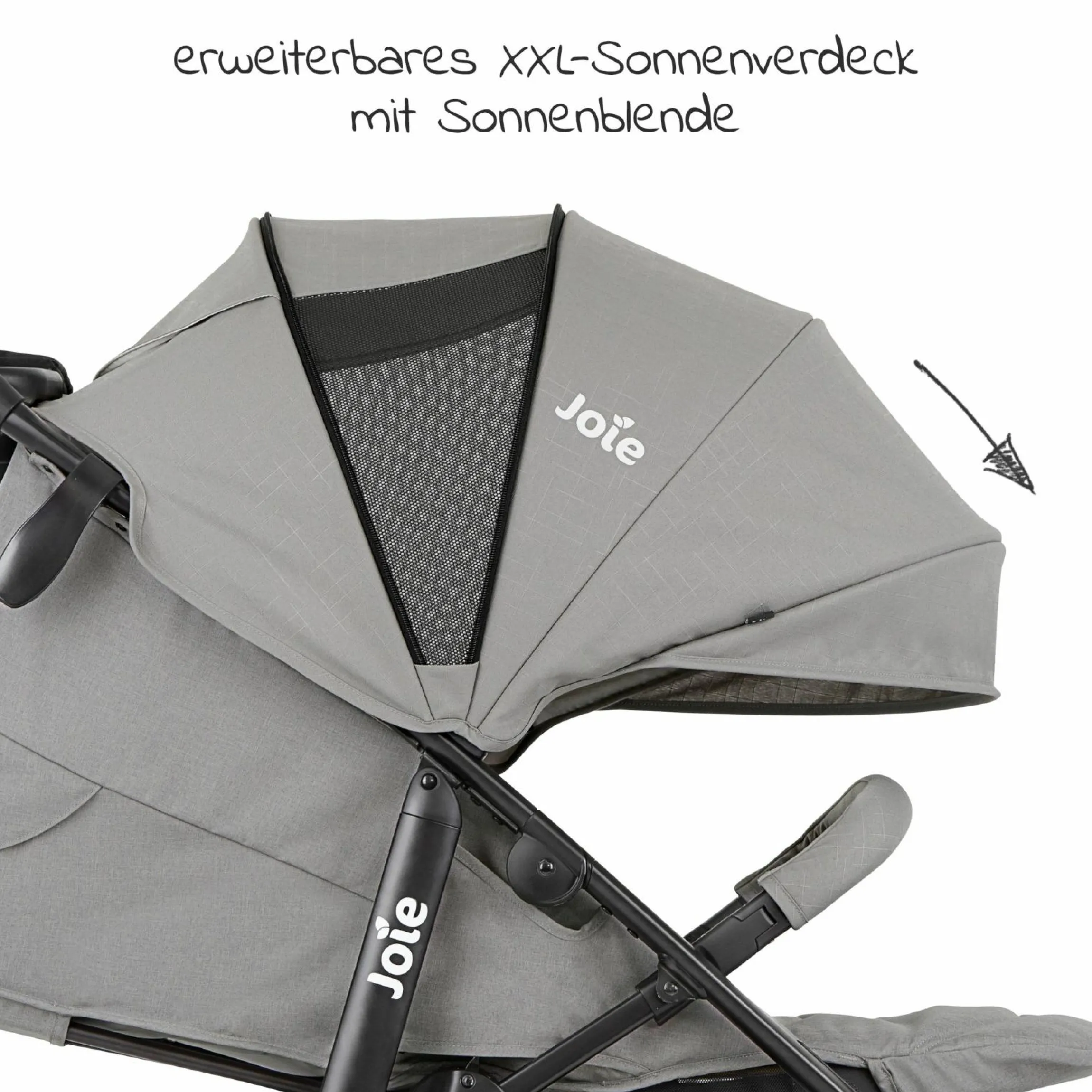Buggy & Sportwagen Litetrax bis 22 kg belastbar mit Schieber-Ablagefach inkl. Insektenschutz & Regenschutz - Pebble - Kollektion 2025