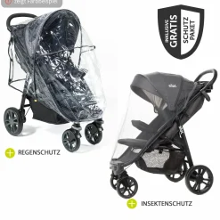 Buggy & Sportwagen Litetrax Pro Air bis 22 kg belastbar mit Luftreifen, Schieber-Ablagefach inkl. Insektenschutz & Regenschutz - Shale - Kollektion 2025