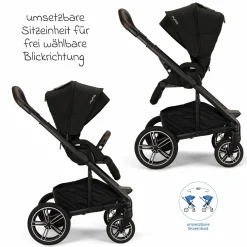 Buggy & Sportwagen MIXX next bis 22 kg mit magnetischem Gurtverschluss, umsetzbarem Allwettersitz, höhenverstellbarem Schieber, integrierter Sichtschutz inkl. Adapter, Kniedecke & Regenschutz - Caviar - Kollektion 2025