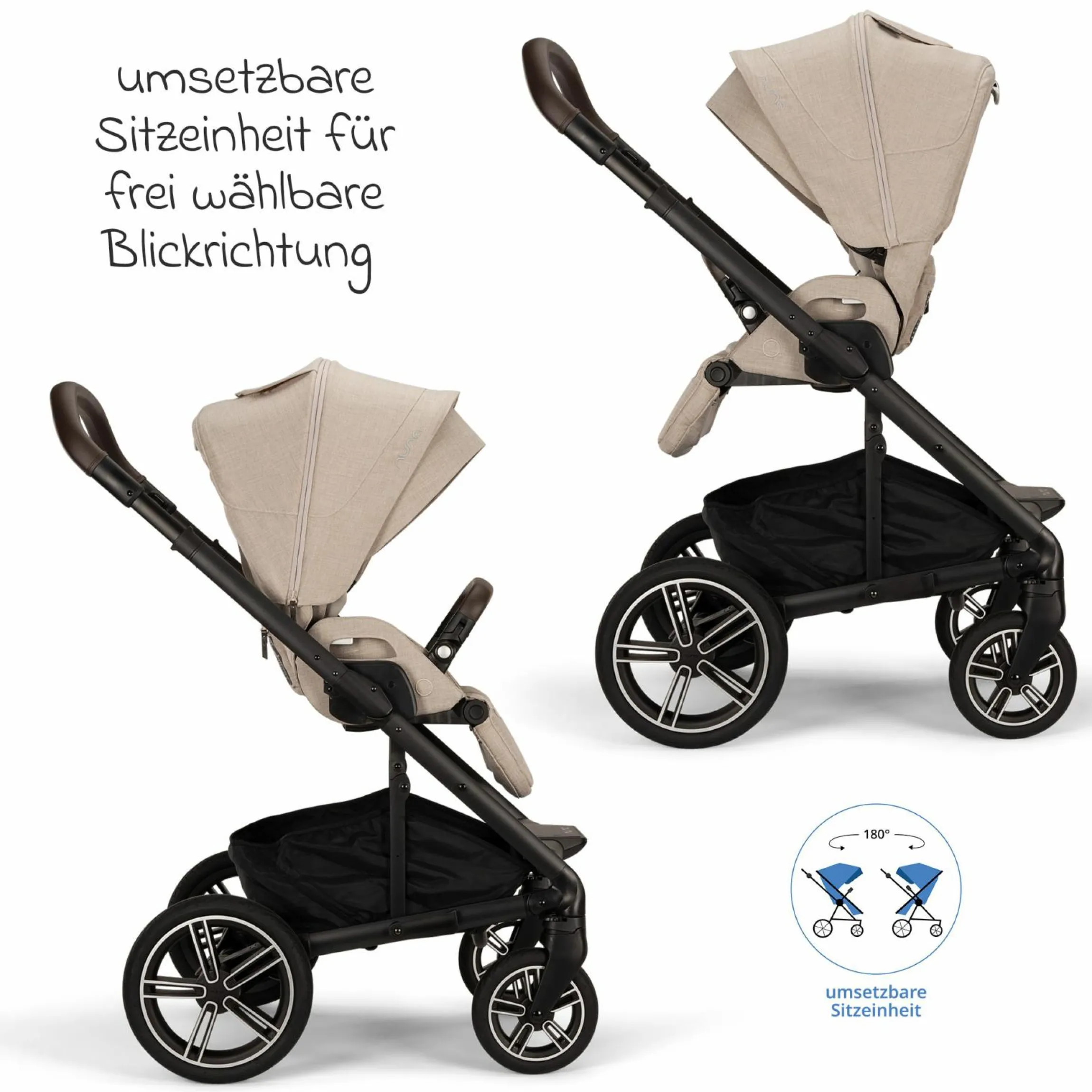 Buggy & Sportwagen MIXX next bis 22 kg mit magnetischem Gurtverschluss, umsetzbarem Allwettersitz, höhenverstellbarem Schieber, integrierter Sichtschutz inkl. Adapter, Kniedecke & Regenschutz - Biscotti - Kollektion 2025