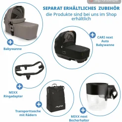Buggy & Sportwagen MIXX next bis 22 kg mit magnetischem Gurtverschluss, umsetzbarem Allwettersitz, höhenverstellbarem Schieber, integrierter Sichtschutz inkl. Adapter, Kniedecke & Regenschutz - Granite - Kollektion 2025
