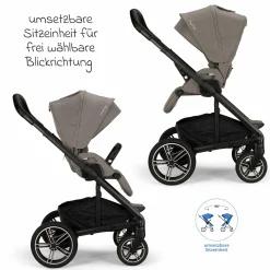 Buggy & Sportwagen MIXX next bis 22 kg mit magnetischem Gurtverschluss, umsetzbarem Allwettersitz, höhenverstellbarem Schieber, integrierter Sichtschutz inkl. Adapter, Kniedecke & Regenschutz - Granite - Kollektion 2025