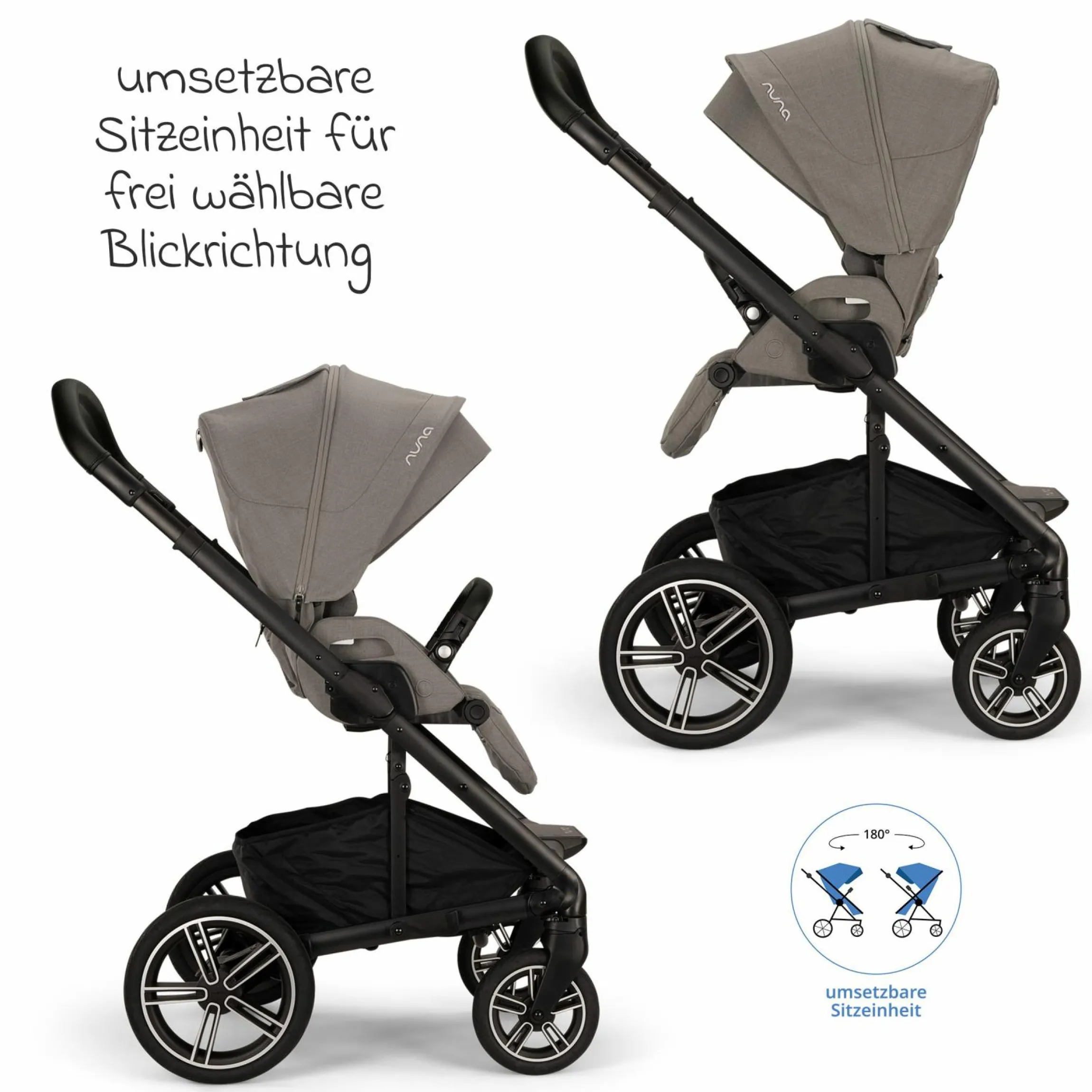 Buggy & Sportwagen MIXX next bis 22 kg mit magnetischem Gurtverschluss, umsetzbarem Allwettersitz, höhenverstellbarem Schieber, integrierter Sichtschutz inkl. Adapter, Kniedecke & Regenschutz - Granite - Kollektion 2025