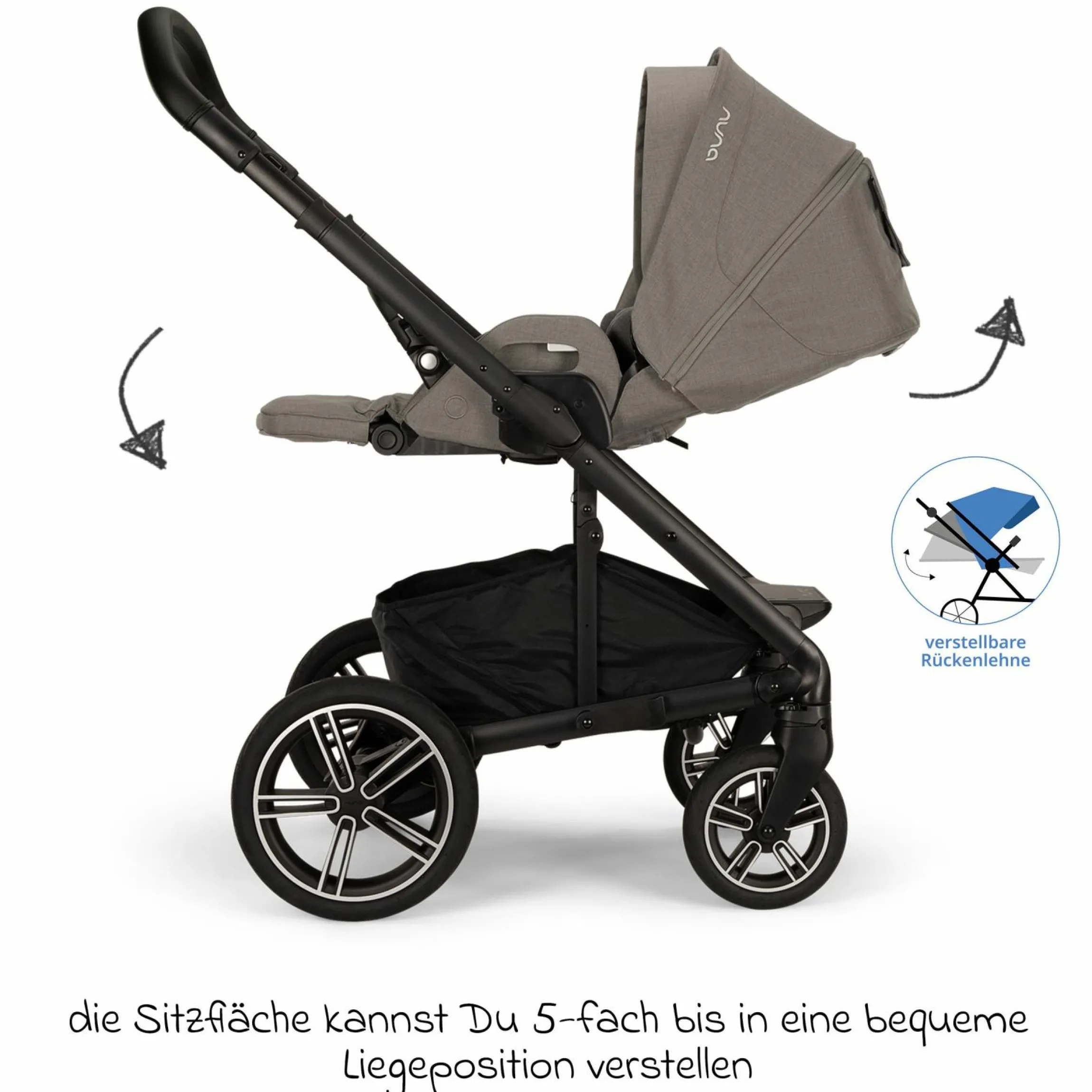 Buggy & Sportwagen MIXX next bis 22 kg mit magnetischem Gurtverschluss, umsetzbarem Allwettersitz, höhenverstellbarem Schieber, integrierter Sichtschutz inkl. Adapter, Kniedecke & Regenschutz - Granite - Kollektion 2025