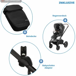 Buggy & Sportwagen MIXX next bis 22 kg mit magnetischem Gurtverschluss, umsetzbarem Allwettersitz, höhenverstellbarem Schieber, integrierter Sichtschutz inkl. Adapter, Kniedecke & Regenschutz - Pine - Kollektion 2025