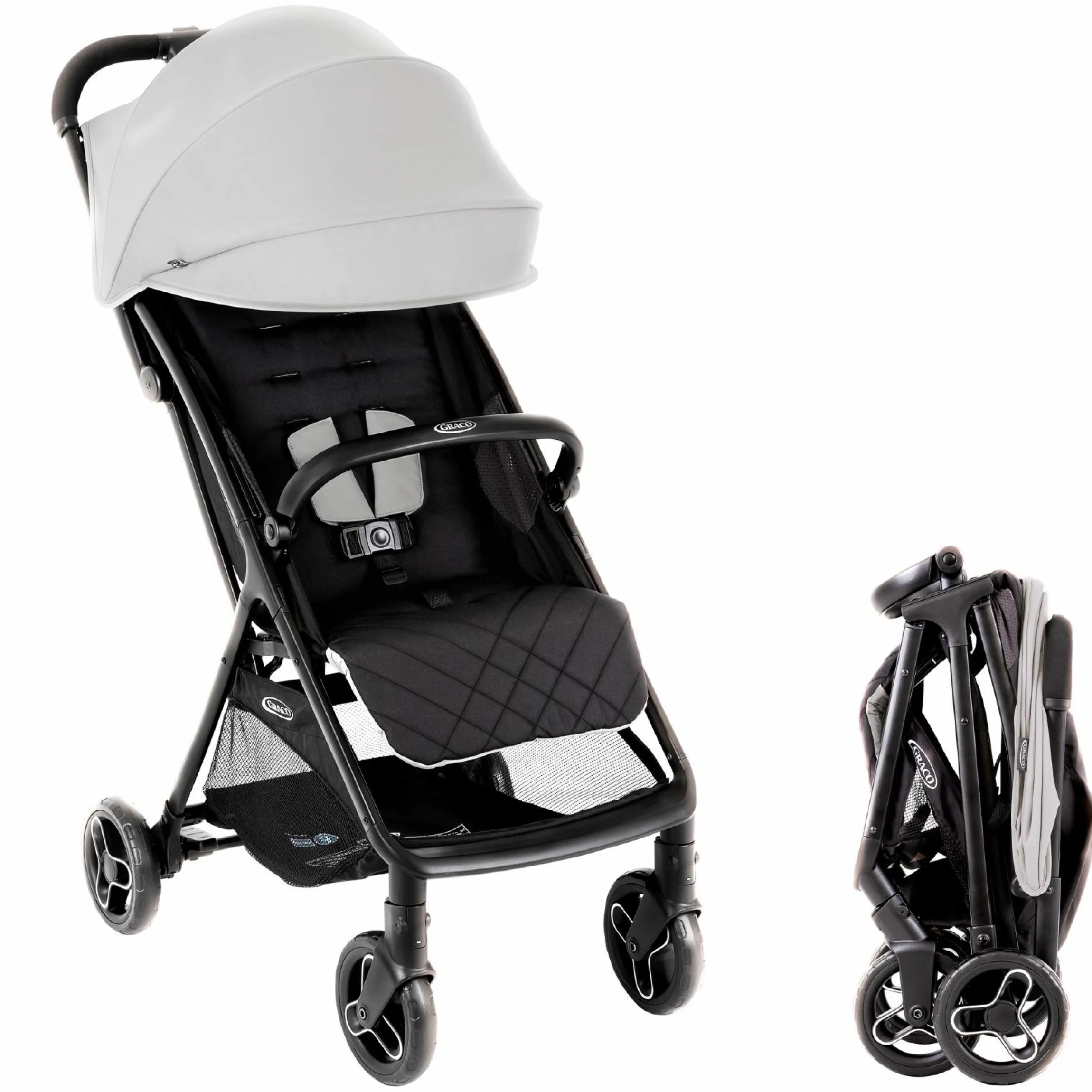 Buggy- & Sportwagen Myavo bis 22 kg belastbar nur 5,8 kg leicht mit Liegefunktion & Regenschutz - Steeple Gray