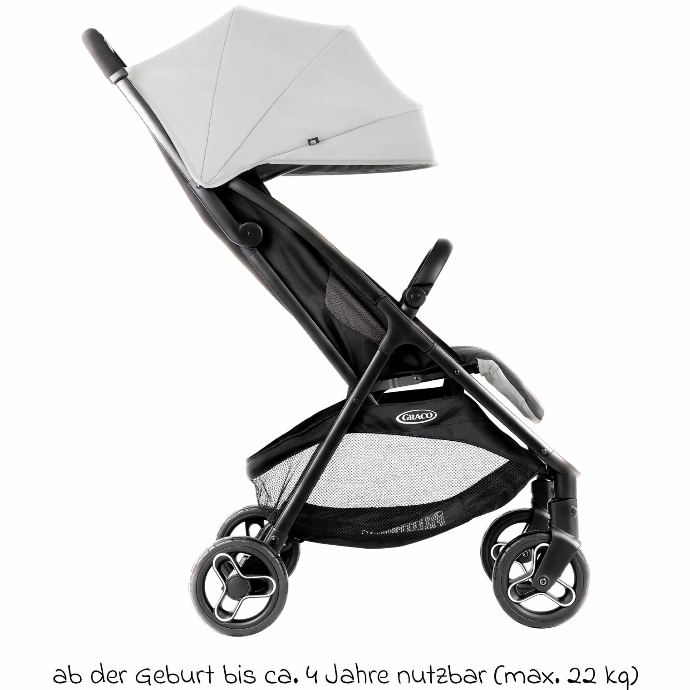 Buggy- & Sportwagen Myavo bis 22 kg belastbar nur 5,8 kg leicht mit Liegefunktion & Regenschutz - Steeple Gray
