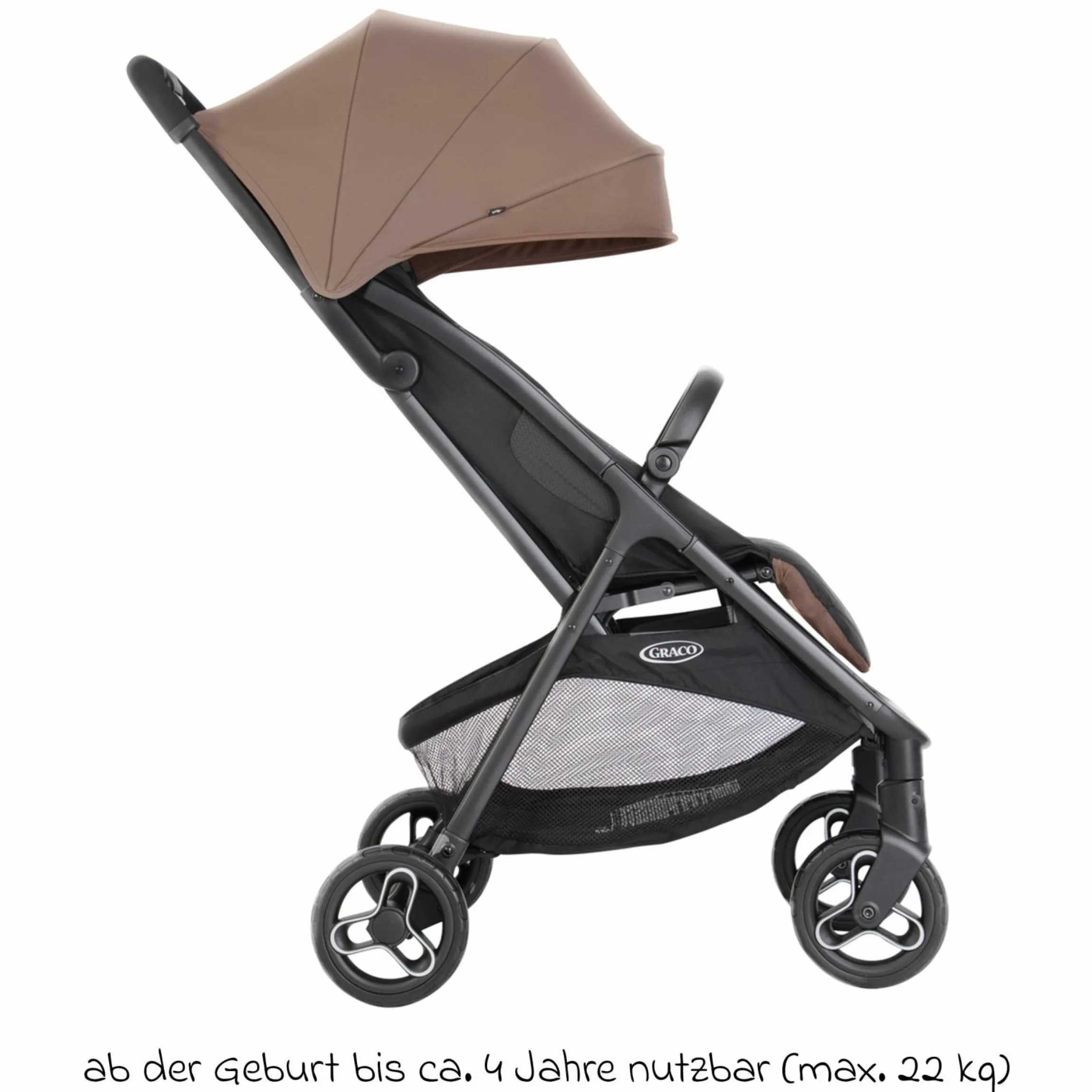 Buggy- & Sportwagen Myavo bis 22 kg belastbar nur 5,8 kg leicht mit Liegefunktion & Regenschutz - Fossil