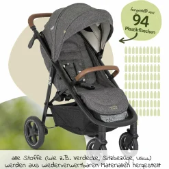 Buggy & Sportwagen Mytrax Pro bis 22 kg belastbar mit Teleskopschieber, Getränkehalter & Regenschutz - Cycle Collection - Shell Gray - Kollektion 2025