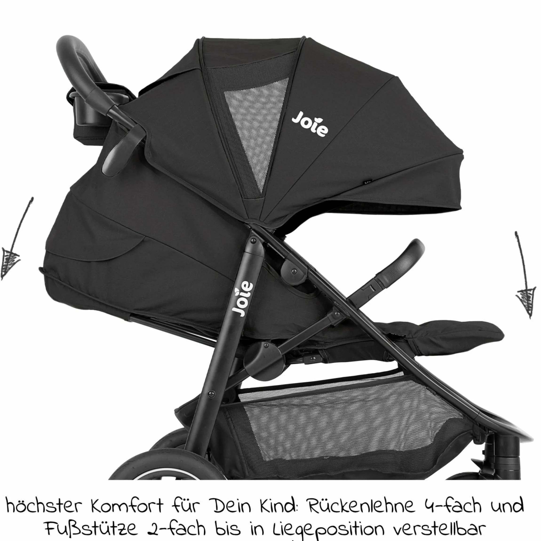 Buggy & Sportwagen Mytrax Pro bis 22 kg belastbar mit Teleskopschieber, Getränkehalter inkl. Insektenschutz & Regenschutz - Shale - Kollektion 2025