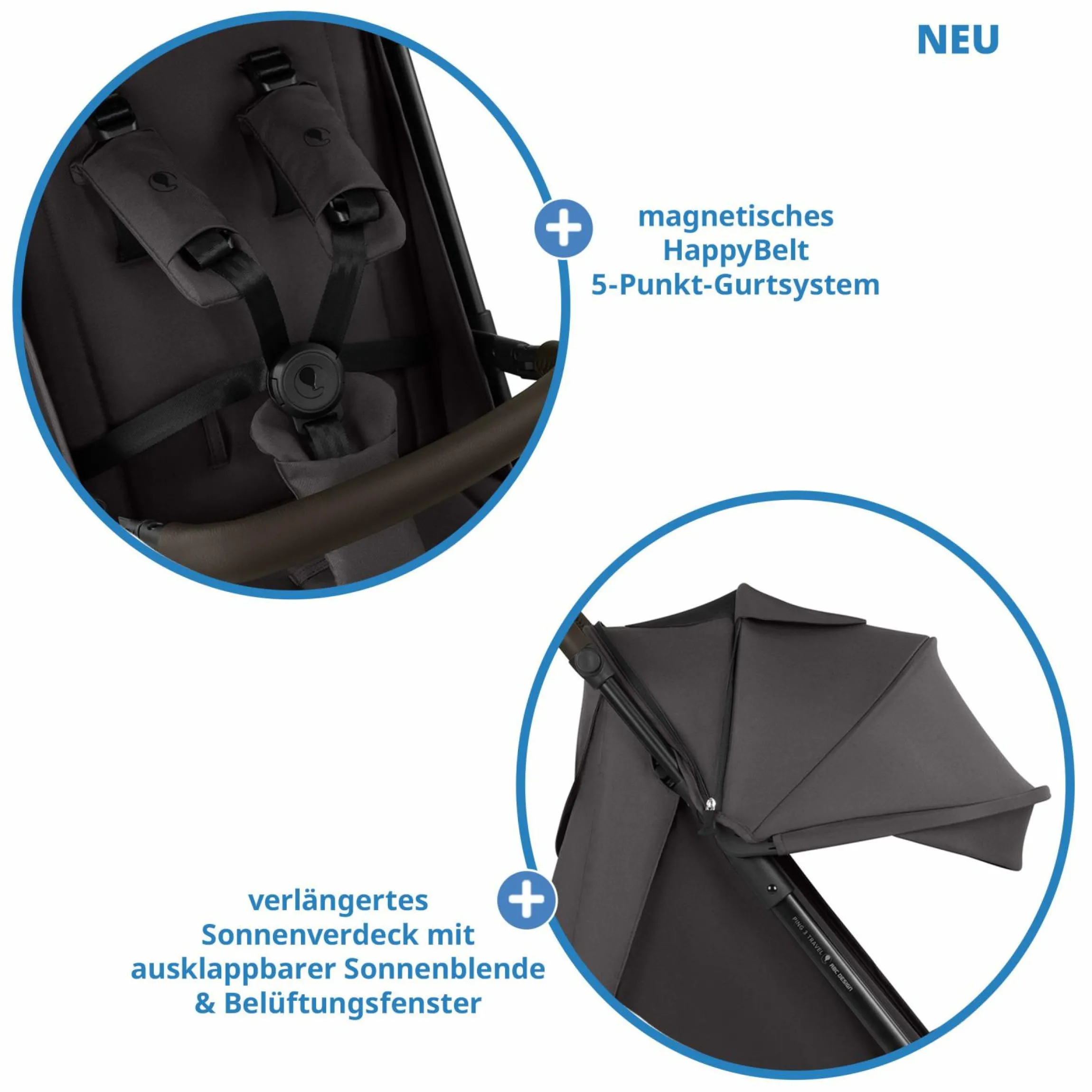 Buggy & Sportwagen Ping 3 Travel bis 22 kg mit flacher Liegeposition inkl. Transporttasche & Tragegurt - Falcon - Kollektion 2025