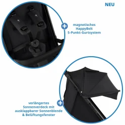 Buggy & Sportwagen Ping 3 Travel bis 22 kg mit flacher Liegeposition inkl. Transporttasche & Tragegurt - Pure - Coal - Kollektion 2025