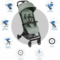 Buggy & Sportwagen Ping 3 Travel bis 22 kg mit flacher Liegeposition inkl. Transporttasche & Tragegurt - Pine - Kollektion 2025