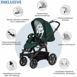 Buggy & Sportwagen Racer GTS bis 22 kg belastbar mit Handbremse, Knickschieber inkl. Regenschutz - Panda Family - Kollektion 2024