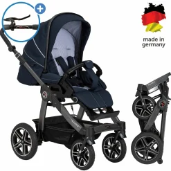Buggy & Sportwagen Racer GTS bis 22 kg belastbar mit Handbremse, Knickschieber inkl. Regenschutz - Navy Stripes - Kollektion 2024
