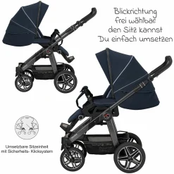 Buggy & Sportwagen Racer GTS bis 22 kg belastbar mit Handbremse, Knickschieber inkl. Regenschutz - Navy Stripes - Kollektion 2024