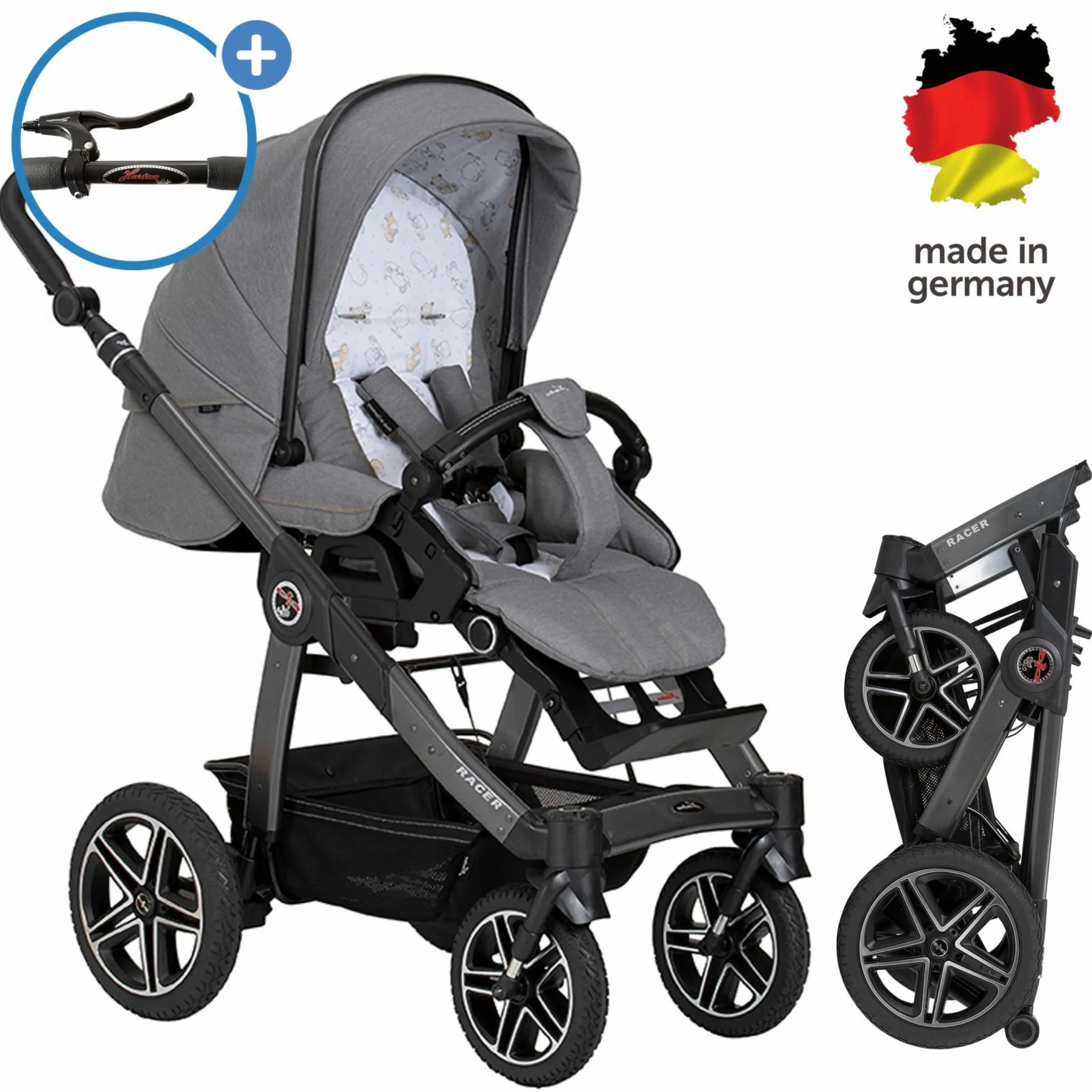 Buggy & Sportwagen Racer GTS bis 22 kg belastbar mit Handbremse, Knickschieber inkl. Regenschutz - Little Zoo - Kollektion 2024
