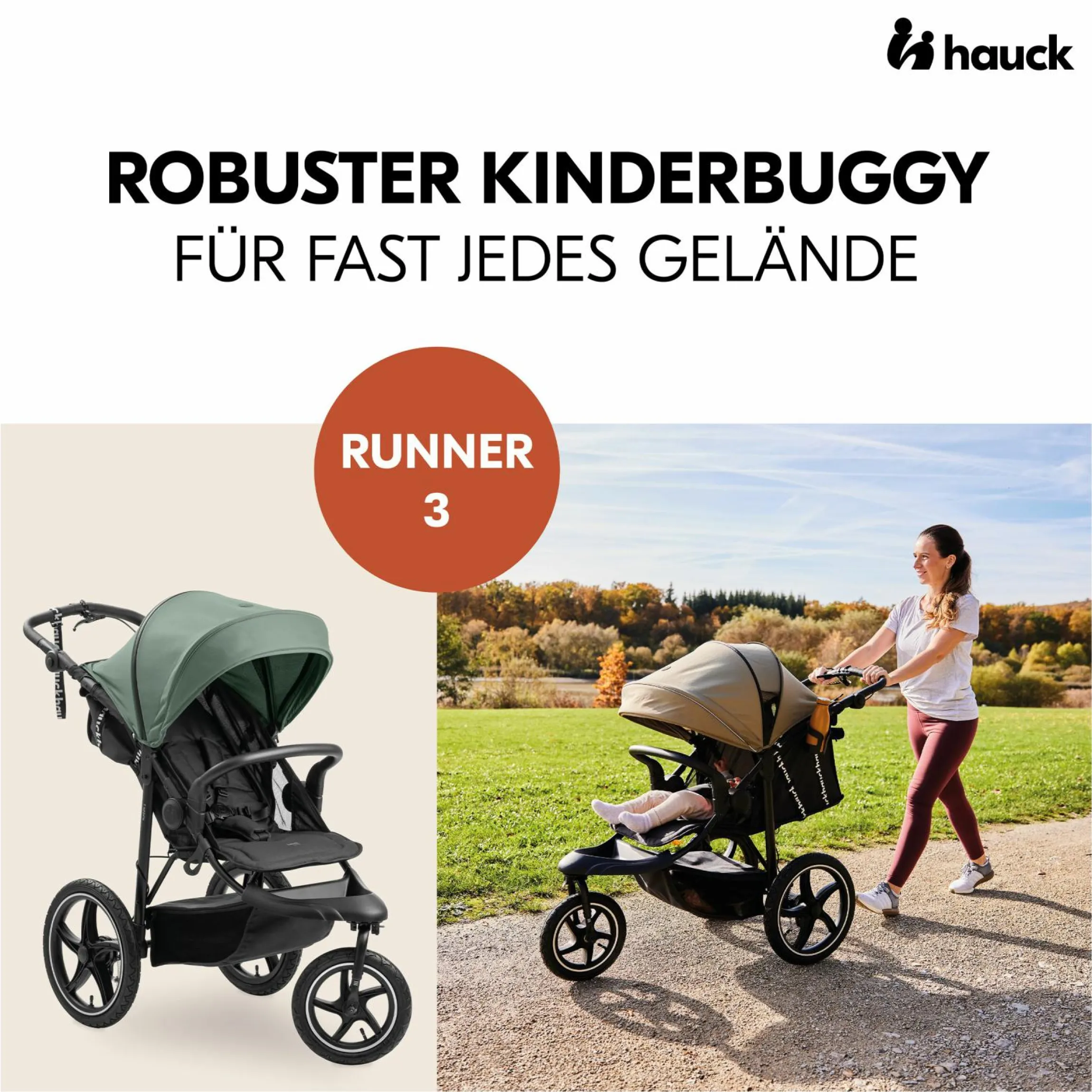 Buggy & Sportwagen Runner 3 (mit großen Luftreifen) - inkl. XXL Zubehörpaket & Fehn Spieltier Eselchen - Jungle Green