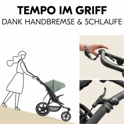 Buggy & Sportwagen Runner 3 (mit großen Luftreifen) - inkl. XXL Zubehörpaket & Fehn Spieltier Eselchen - Jungle Green